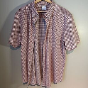 COLUMBIA‎ Men's Size L Shirt Plaid Short Sleeve Button Down Collar Cotton Poplin